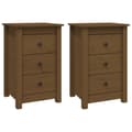 Miniatyrbilde 1 av 11: vidaXL Nattbord 2 stk honningbrun 40x35x61 cm heltre furu
