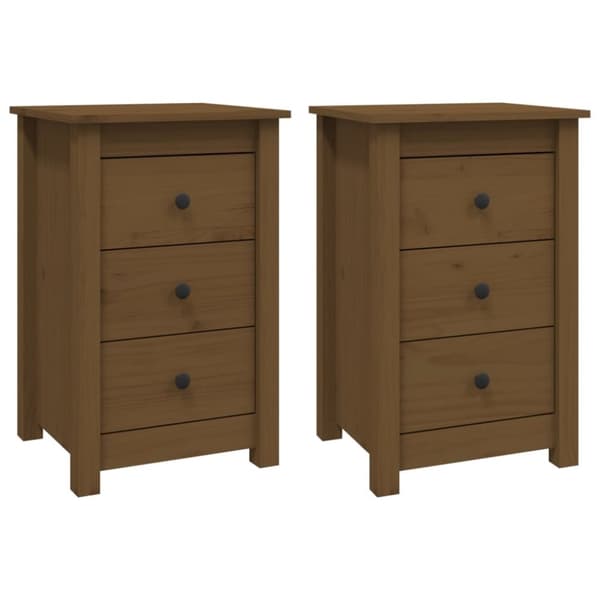 vidaXL Nattbord 2 stk honningbrun 40x35x61 cm heltre furu