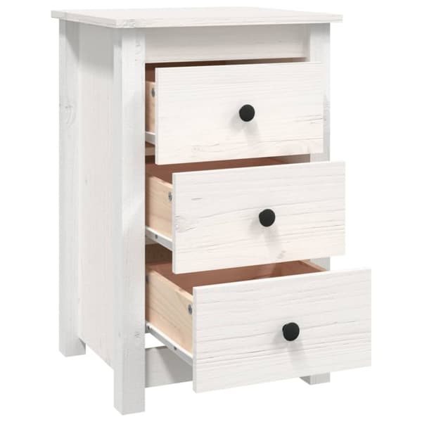 vidaXL Nattbord hvit 40x35x61,5 cm heltre furu