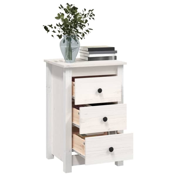 vidaXL Nattbord hvit 40x35x61,5 cm heltre furu