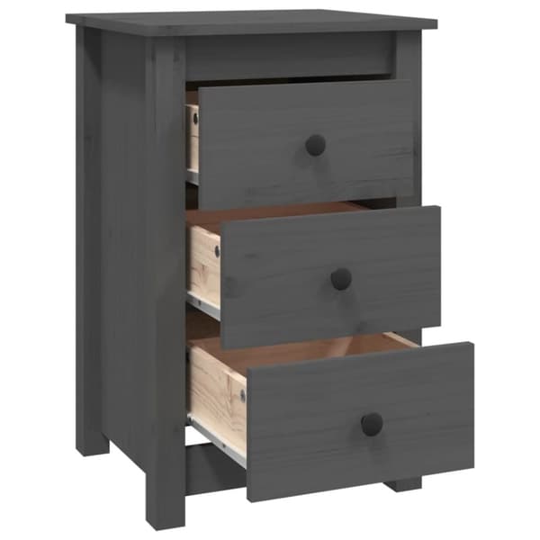vidaXL Sängbord grå 40x35x61,5 cm massiv furu