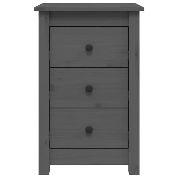 vidaXL Sängbord grå 40x35x61,5 cm massiv furu