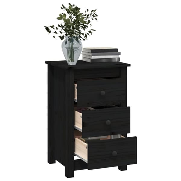 vidaXL Nattbord 2 stk svart 40x35x61,5 cm heltre furu