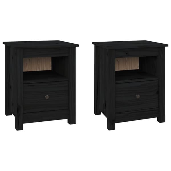 vidaXL Nattbord 2 stk svart 40x35x49 cm heltre furu