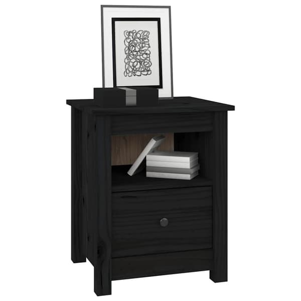 vidaXL Nattbord 2 stk svart 40x35x49 cm heltre furu
