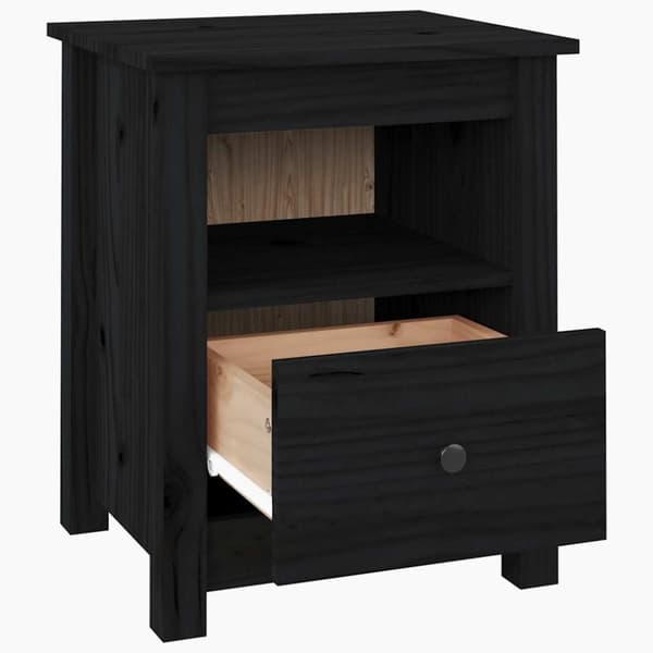 vidaXL Nattbord 2 stk svart 40x35x49 cm heltre furu