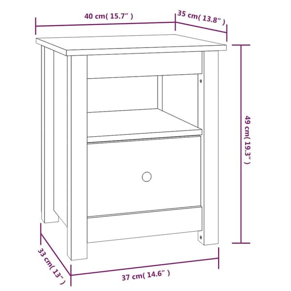 vidaXL Nattbord 2 stk svart 40x35x49 cm heltre furu