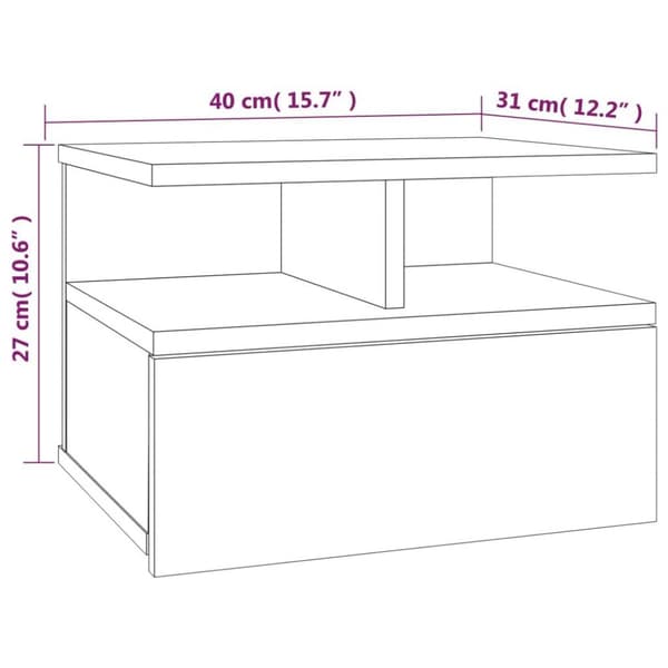 vidaXL Flytende nattbord 2 stk grå sonoma 40x31x27 cm konstruert tre