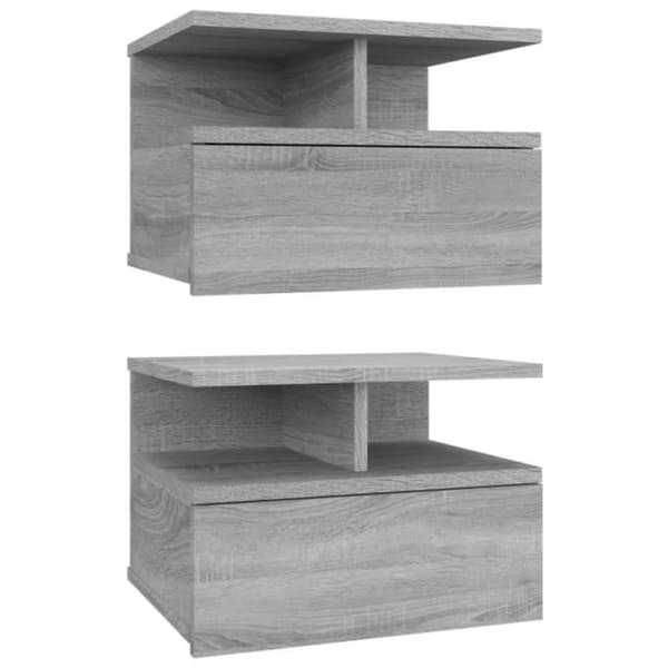 vidaXL Flytende nattbord 2 stk grå sonoma 40x31x27 cm konstruert tre