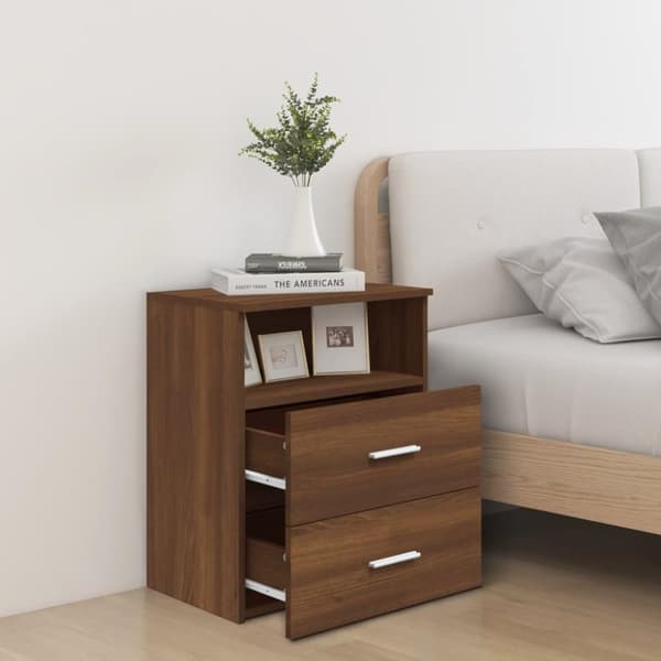 vidaXL Sängbord 2 st brun ek 50x32x60 cm