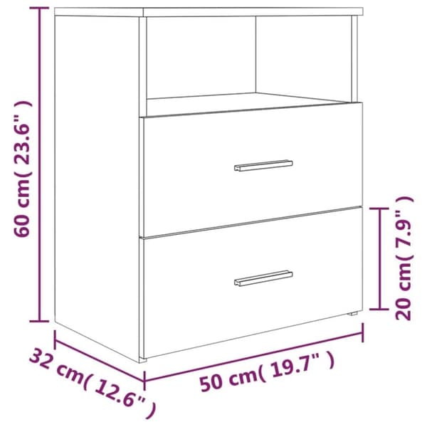 vidaXL Sängbord 2 st brun ek 50x32x60 cm