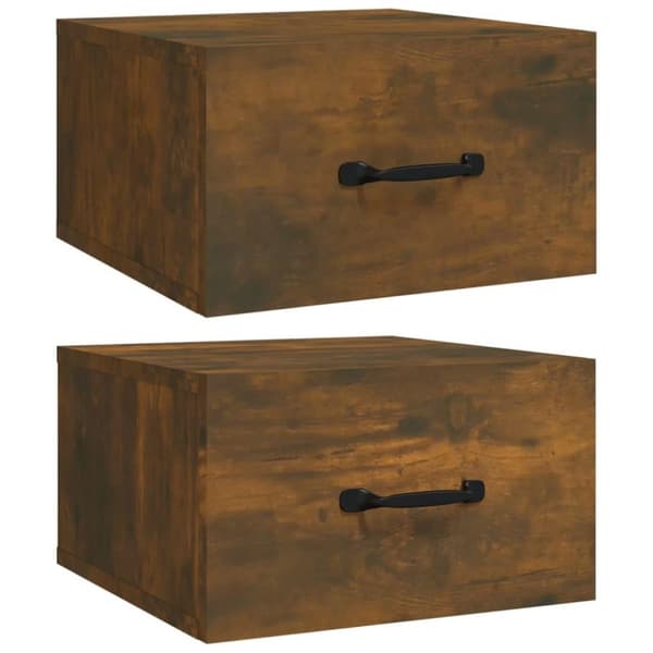 vidaXL Veggmonterte nattbord 2 stk røkt eik 35x35x20 cm