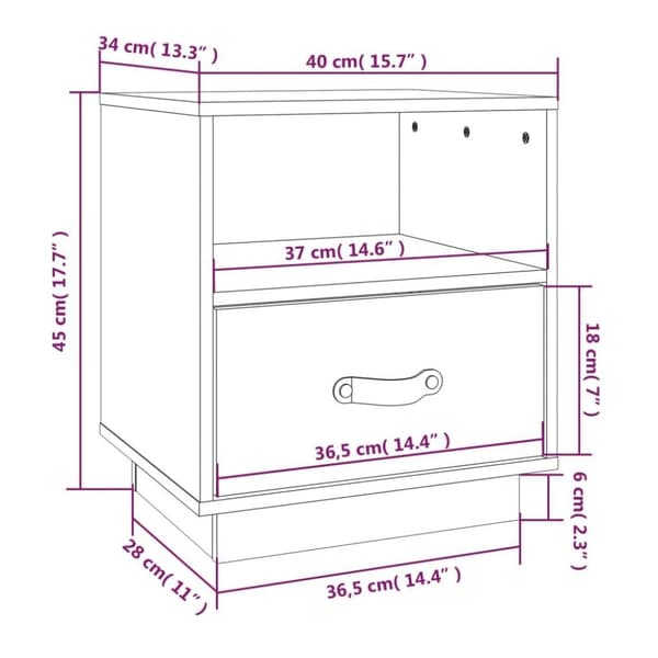 vidaXL Nattbord 40x34x45 cm heltre furu