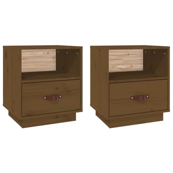 vidaXL Sängbord 2 st honungsbrun 40x34x45 cm massiv furu
