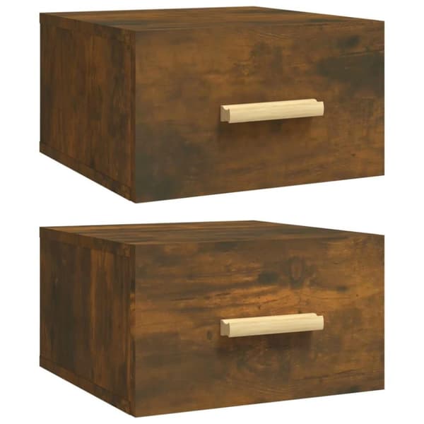vidaXL Veggmonterte nattbord 2 stk røkt eik 35x35x20 cm