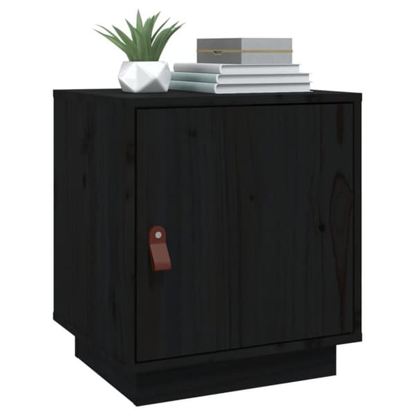 vidaXL Nattbord svart 40x34x45 heltre furu