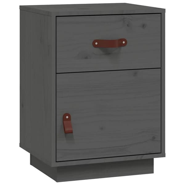 vidaXL Nattbord grå 40x34x55 cm heltre furu