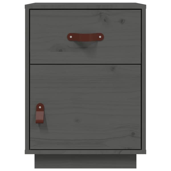 vidaXL Nattbord grå 40x34x55 cm heltre furu
