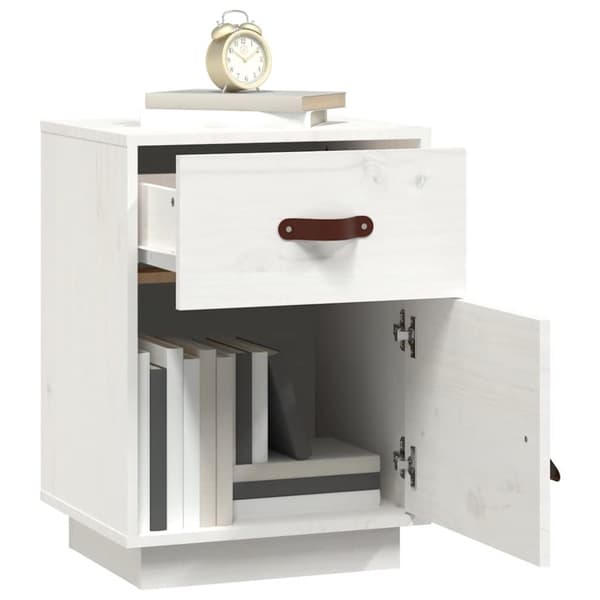 vidaXL Sängbord 2 st vit 40x34x55 cm massiv furu