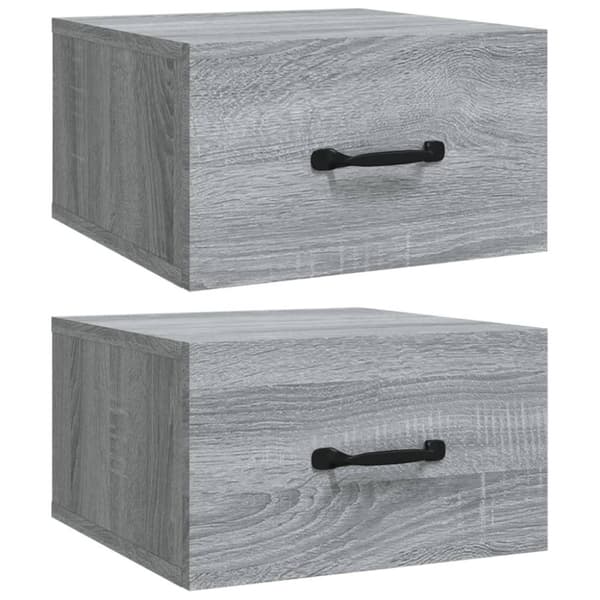 vidaXL Veggmonterte nattbord 2 stk grå sonoma 35x35x20 cm