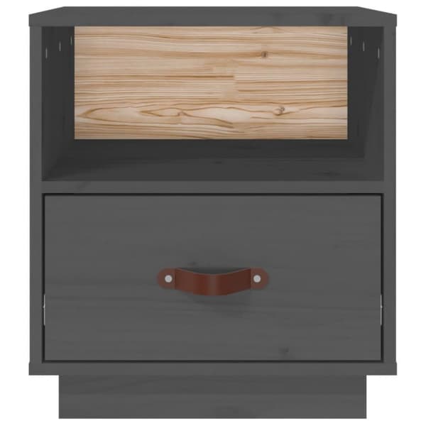 vidaXL Sängbord grå 40x34x45 cm massiv furu