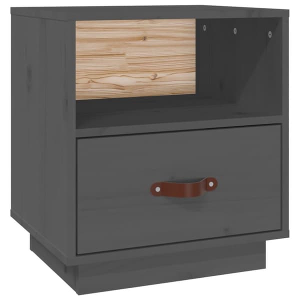 vidaXL Sängbord grå 40x34x45 cm massiv furu