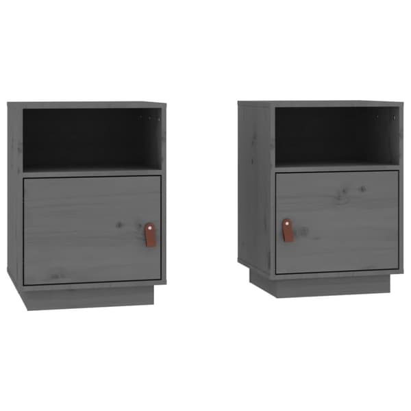 vidaXL Nattbord 2 stk grå 40x34x55 cm heltre furu