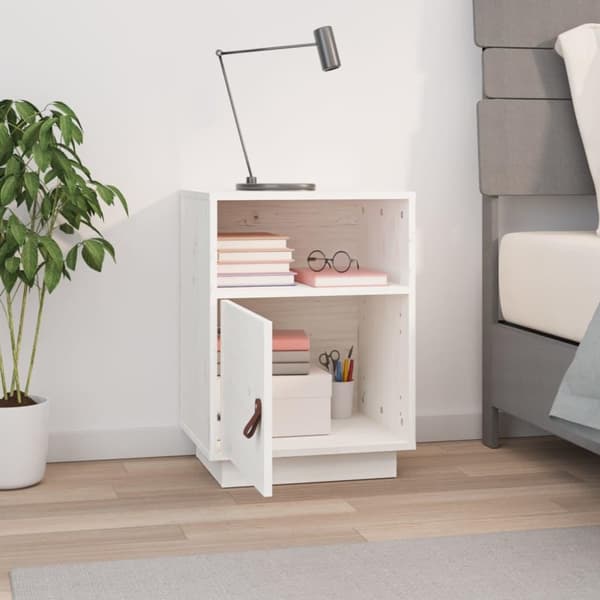 vidaXL Nattbord hvit 40x34x55 cm heltre furu