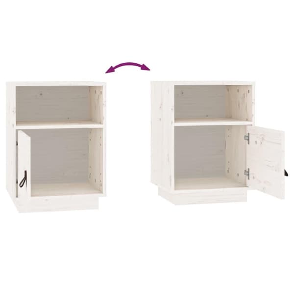 vidaXL Nattbord hvit 40x34x55 cm heltre furu