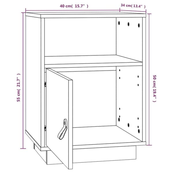 vidaXL Nattbord hvit 40x34x55 cm heltre furu