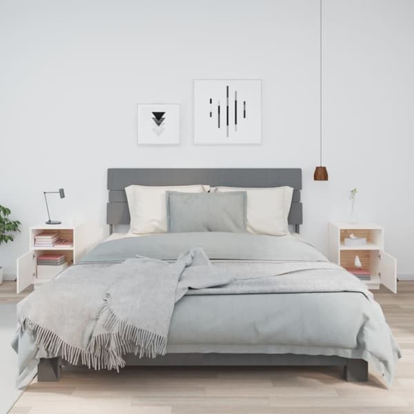 vidaXL Sängbord 2 st vit 40x34x55 cm massiv furu