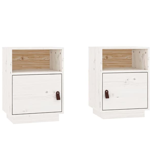 vidaXL Sängbord 2 st vit 40x34x55 cm massiv furu