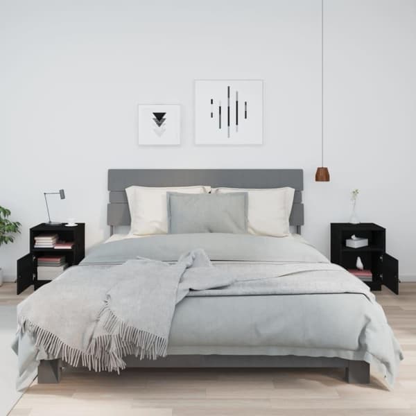 vidaXL Nattbord 2 stk svart 40x34x55 cm heltre furu