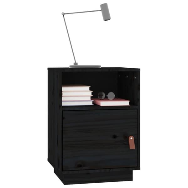 vidaXL Nattbord 2 stk svart 40x34x55 cm heltre furu