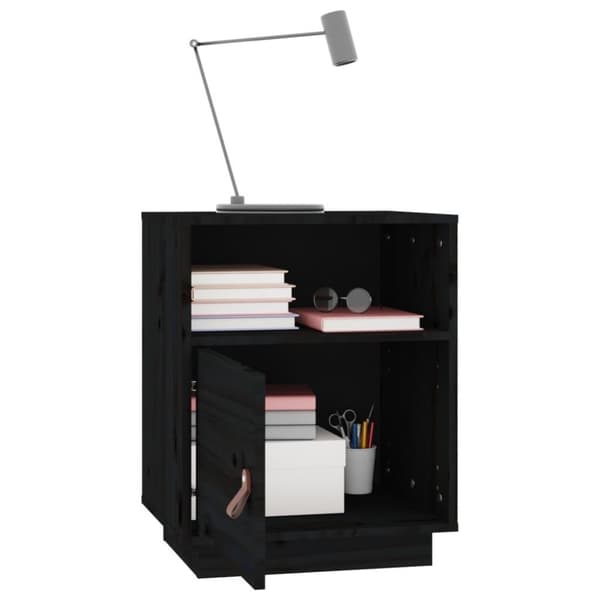 vidaXL Nattbord 2 stk svart 40x34x55 cm heltre furu