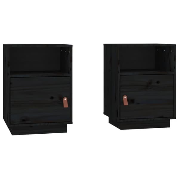 vidaXL Nattbord 2 stk svart 40x34x55 cm heltre furu