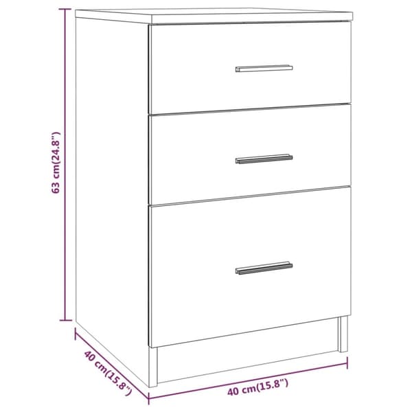 vidaXL Sängbord rökfärgad ek 40x40x63 cm konstruerat trä