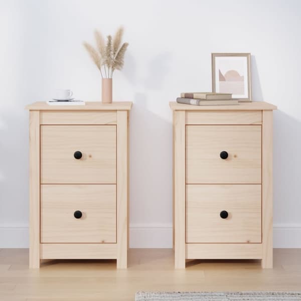 vidaXL Nattbord 2 stk 40x35x61,5 cm heltre furu