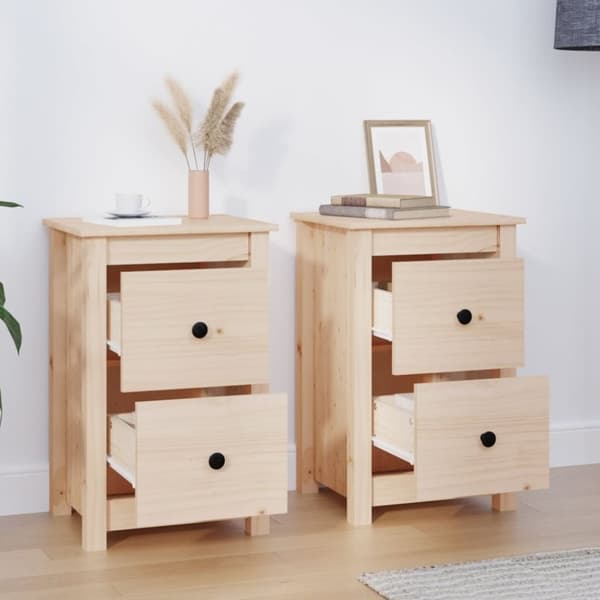 vidaXL Nattbord 2 stk 40x35x61,5 cm heltre furu