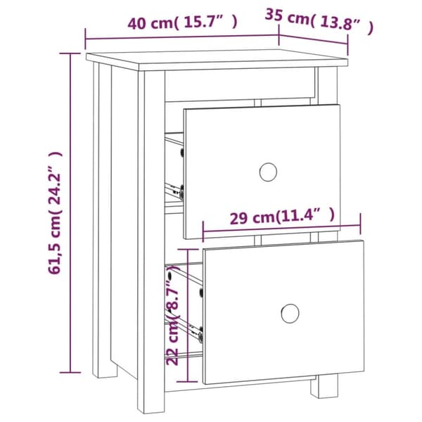 vidaXL Nattbord 2 stk 40x35x61,5 cm heltre furu