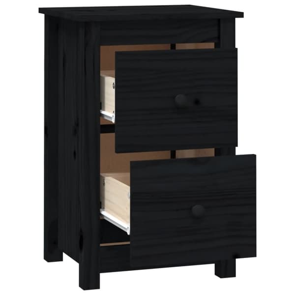 vidaXL Nattbord svart 40x35x61,5 cm heltre furu