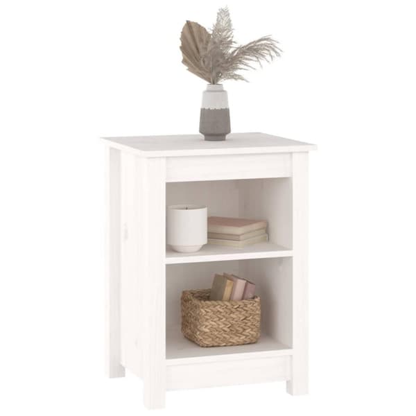 vidaXL Nattbord 2 stk hvit 40x35x55 cm heltre furu