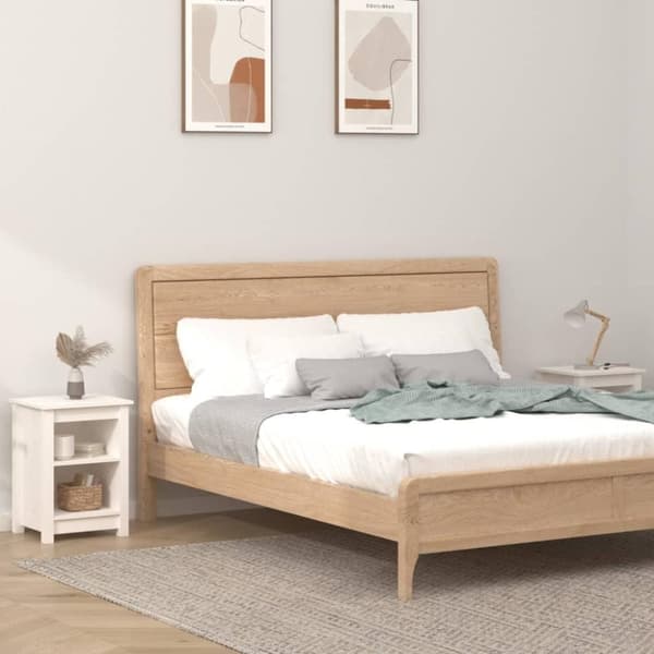 vidaXL Nattbord 2 stk hvit 40x35x55 cm heltre furu