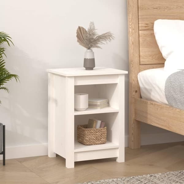 vidaXL Nattbord 2 stk hvit 40x35x55 cm heltre furu