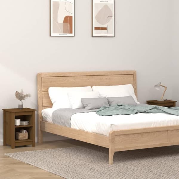vidaXL Nattbord 2 stk honningbrun 40x35x55 cm heltre furu