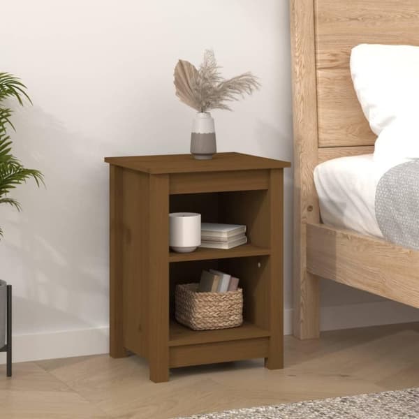 vidaXL Nattbord 2 stk honningbrun 40x35x55 cm heltre furu
