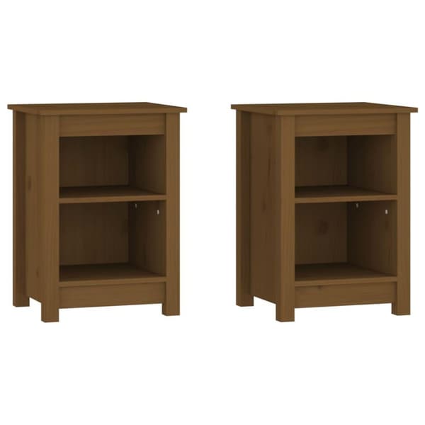 vidaXL Nattbord 2 stk honningbrun 40x35x55 cm heltre furu