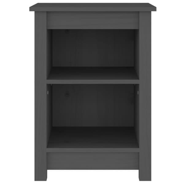 vidaXL Sängbord Grå 40x35x55 cm massivt furuträ