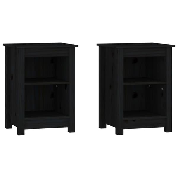 vidaXL Nattbord 2 stk svart 40x35x55 heltre furu