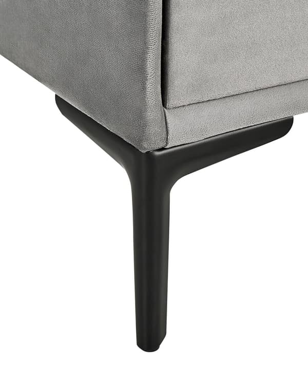Nattbord Grå Fløyel 44 x 38 cm Svarte metallben 2 skuffer Glamorøs stil Sidebord Soverom